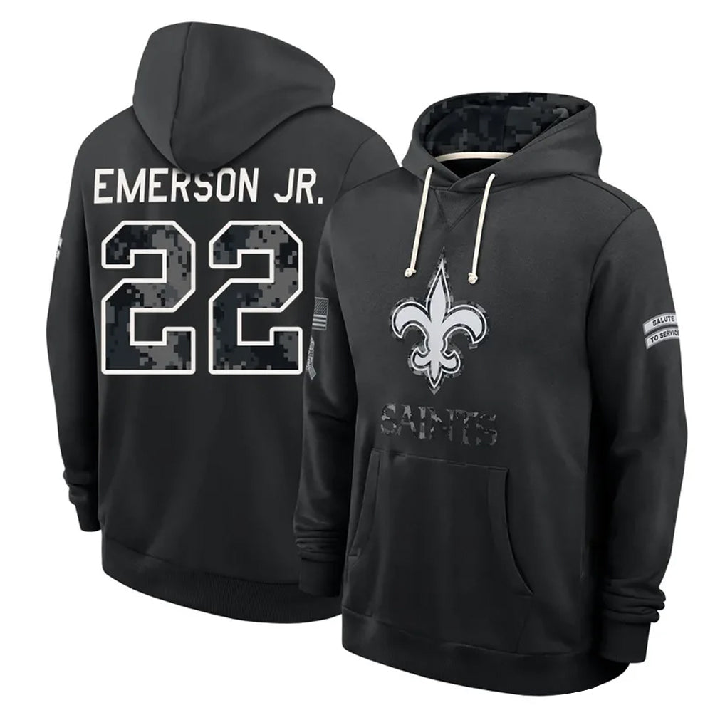 NO.Saints #22 Martin Emerson Jr. Player 2026 Black Logo Pullover Hoodies Limited Game Cooneas Stitched Jerseys