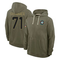 M.Dolphins #71 Jonah Savaiinaea Player Olive Salute to Service Pullover Hoodies Limited Cooneas Stitched Jerseys