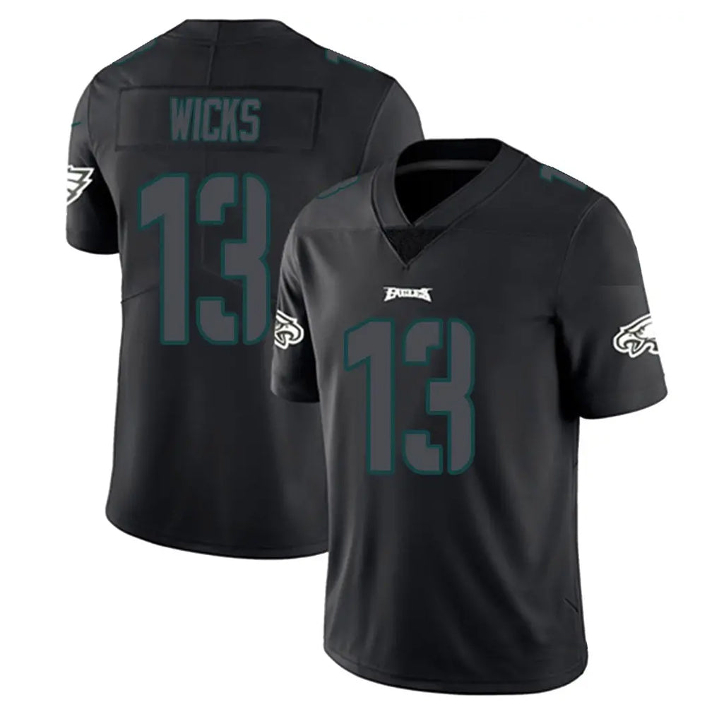 P.Eagles #13 Dontayvion Wicks Player Limited Black Impact Home Game Cooneas Stitched Jerseys