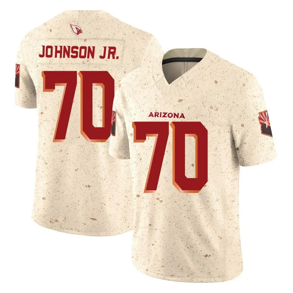 A.Cardinals #70 Paris Johnson Jr. Player Cream Rivalries Collection Vapor Limited Home Game Cooneas Stitched Jerseys