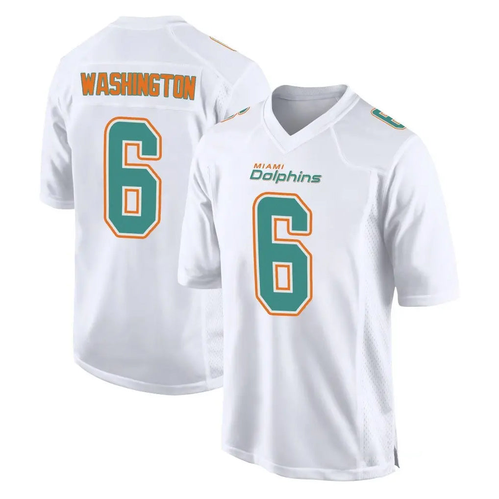 M.Dolphins #6 Malik Washington Player White Fashion Home Game Cooneas Stitched Jerseys