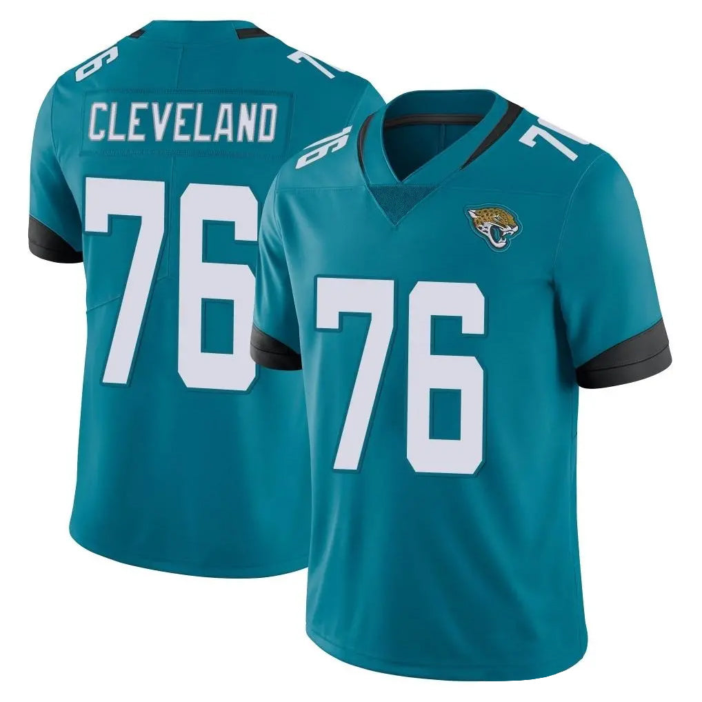J.Jaguars #76 Ezra Cleveland Player Teal Vapor Untouchable Limited Home Game Cooneas Stitched Jerseys