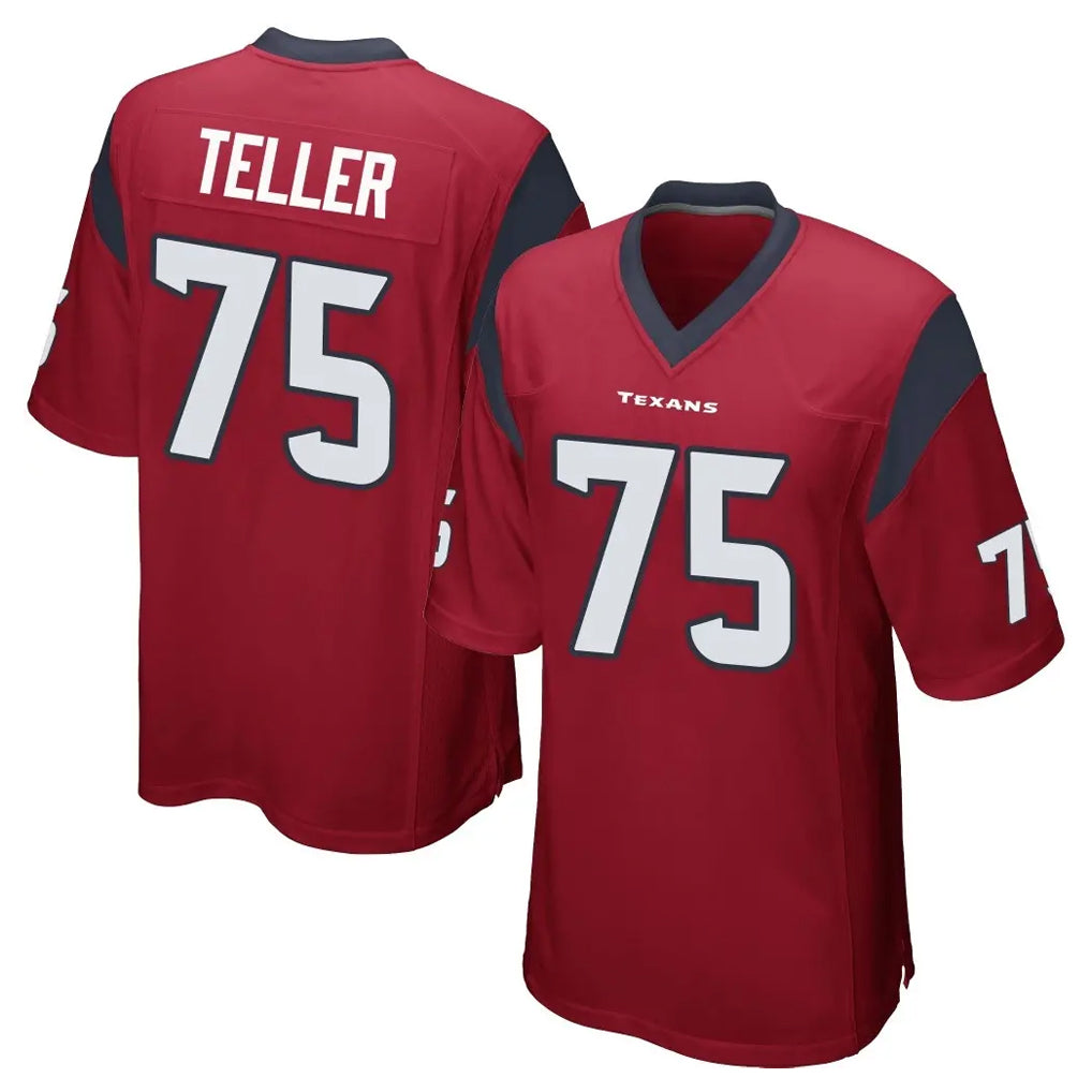 H.Texans #75 Wyatt Teller Player Red Home Game Cooneas Stitched Jerseys