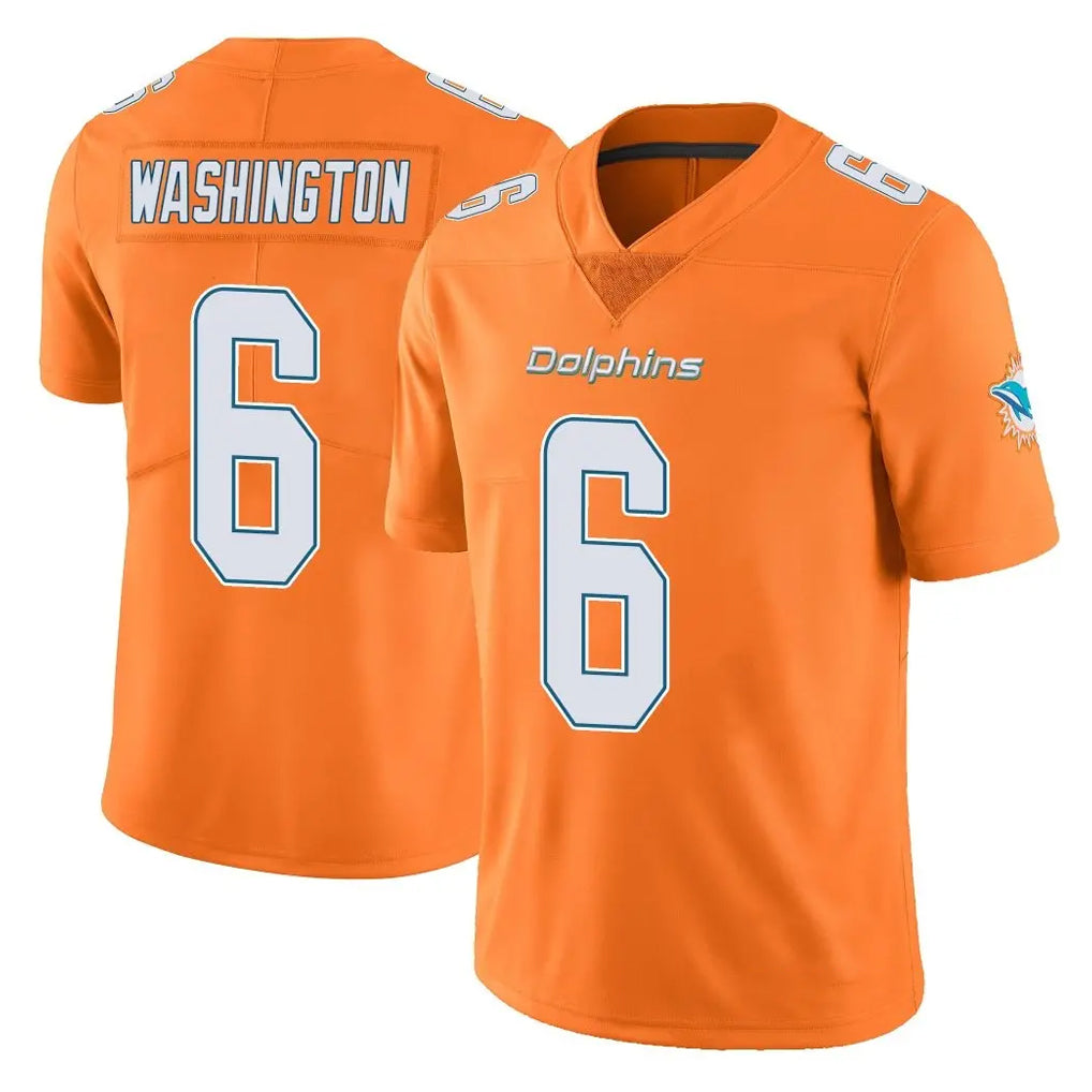 M.Dolphins #6 Malik Washington Player Orange Limited Home Game Cooneas Stitched Jerseys