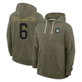 M.Dolphins #6 Malik Washington Player Olive Salute to Service Pullover Hoodies Limited Cooneas Stitched Jerseys