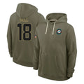 M.Dolphins #18 Chris Bell Player Olive Salute to Service Pullover Hoodies Limited Cooneas Stitched Jerseys