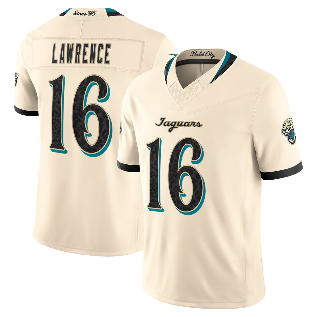 J.Jaguars #16 Trevor Lawrence Player Natural Limited 2026 Rivalries Collection Game Cooneas Stitched Jerseys
