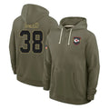 KC.Chiefs #38 L'Jarius Sneed Player Olive Salute to Service Pullover Hoodies Limited Stitched Jerseys