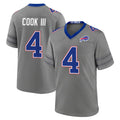 B.Bills #4 James Cook III Player Gray Nickel City Home Game Cooneas Stitched Jerseys