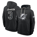 M.Dolphins #3 Chris Johnson Player 2026 Black Logo Pullover Hoodies Limited Game Cooneas Stitched Jerseys