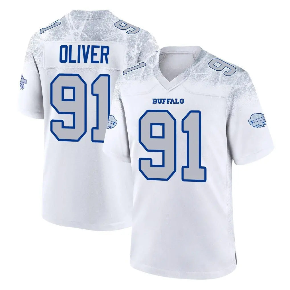 B.Bills #91 Ed Oliver Player White Rivalries Collection Game Cooneas Stitched Jerseys