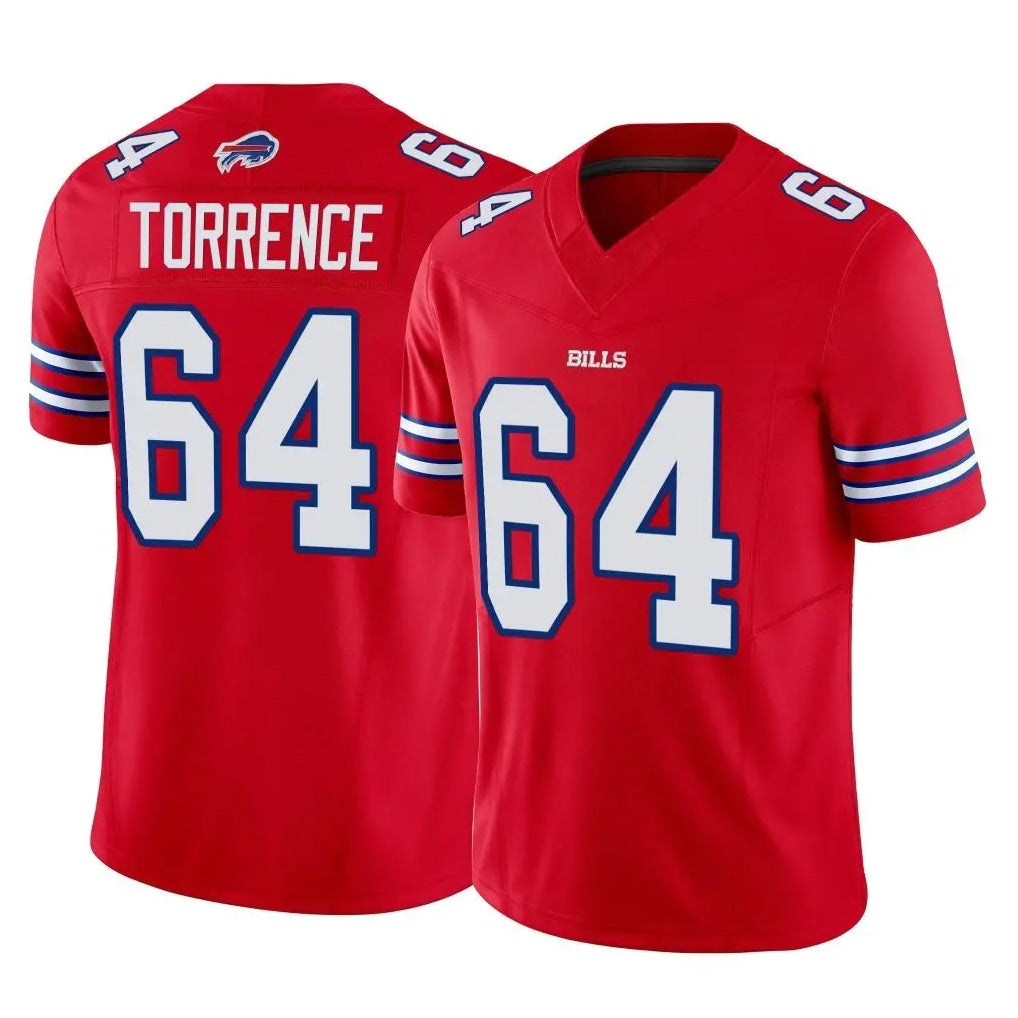 B.Bills #64 O'Cyrus Torrence Player Red Vapor F.U.S.E. Jersey Limited Home Game Cooneas Stitched Jerseys