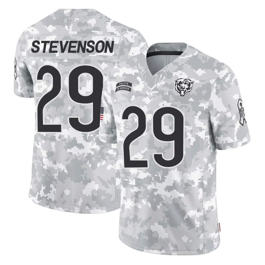C.Bears #29 Tyrique Stevenson Player Arctic Camo Salute to Service Limited Cooneas Stitched Jerseys