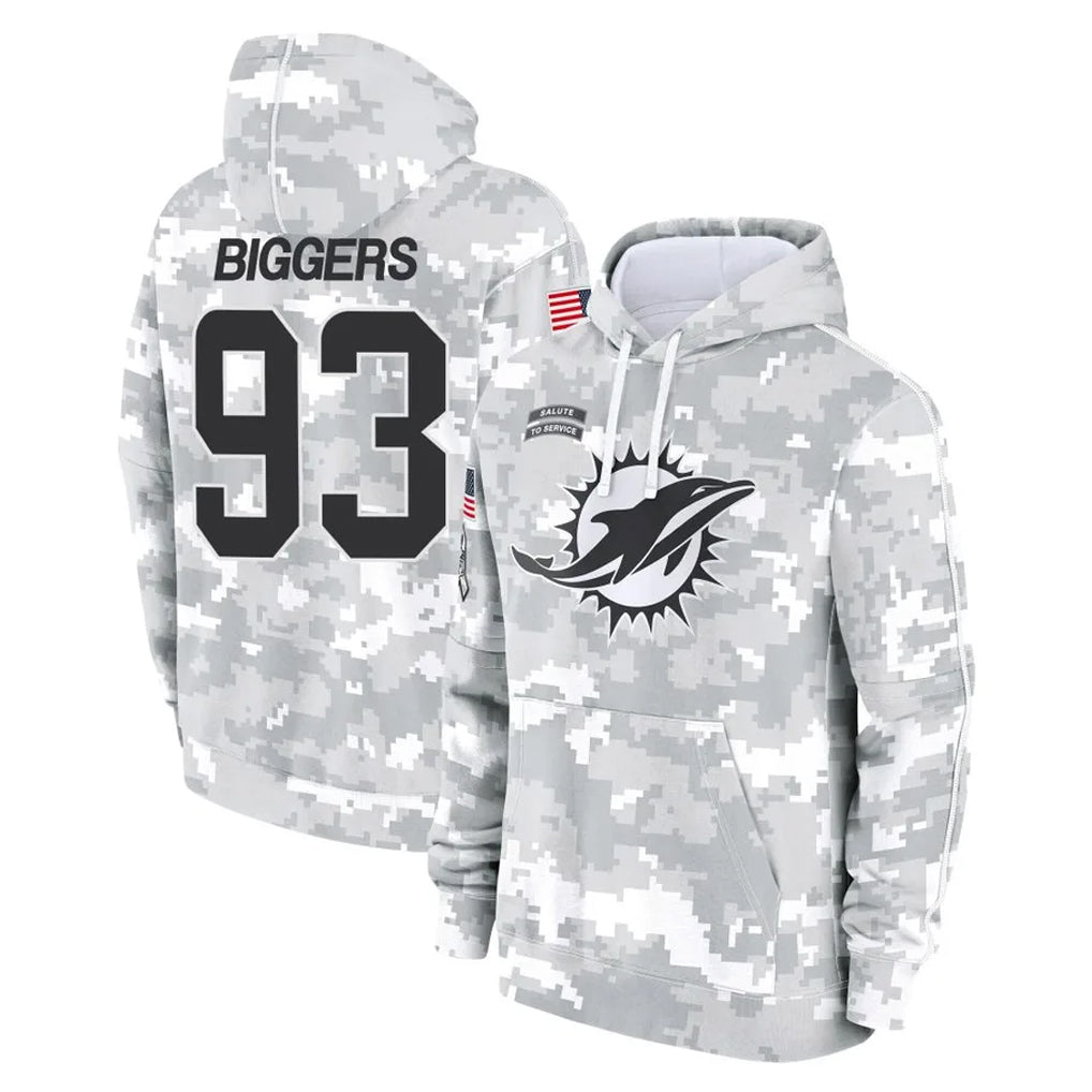 M.Dolphins #93 Zeek Biggers Player Arctic Camo Salute to Service Hoodies Limited Game Cooneas Stitched Jerseys