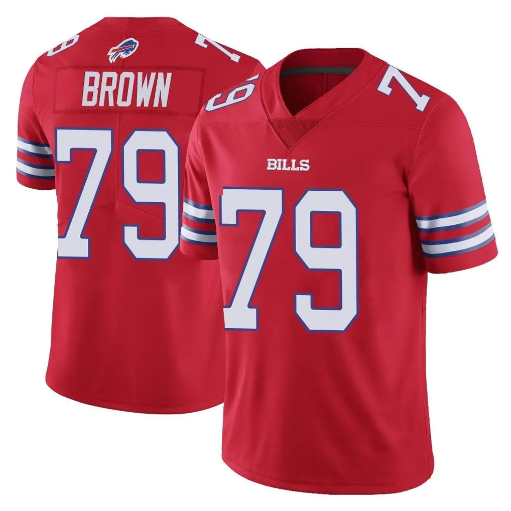 B.Bills #79 Spencer Brown Player Red Vapor Untouchable Limited Cooneas Stitched Jerseys