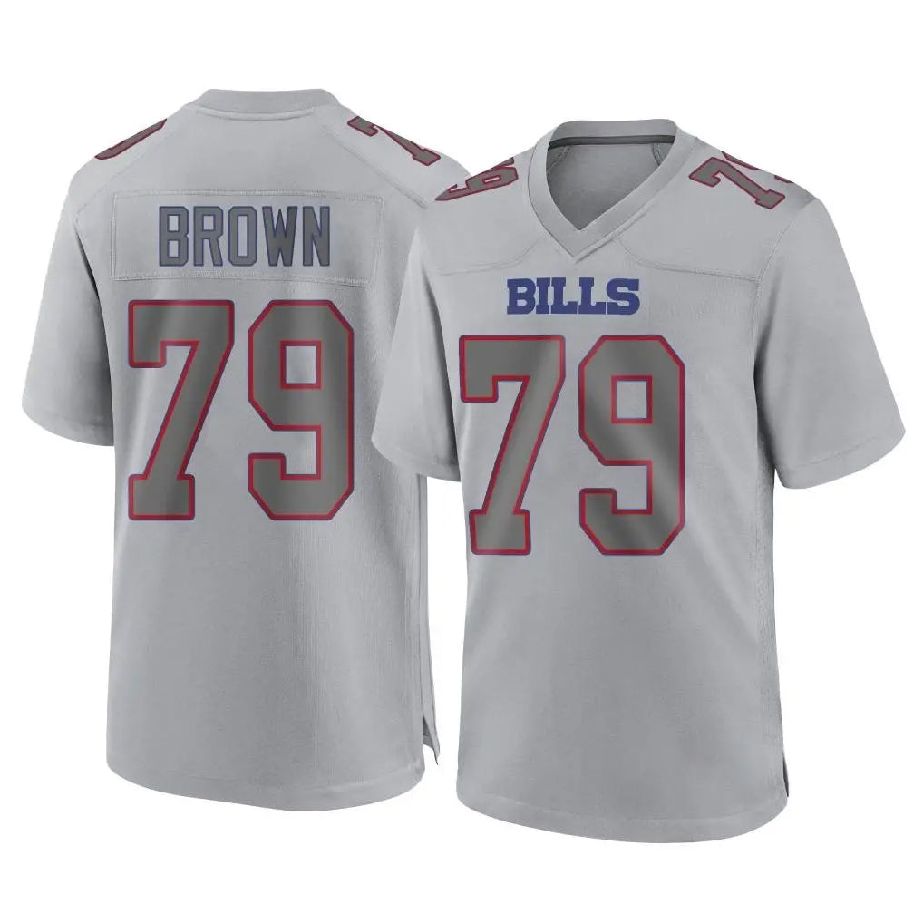 B.Bills #79 Spencer Brown Player Gray Home Game Cooneas Stitched Jerseys