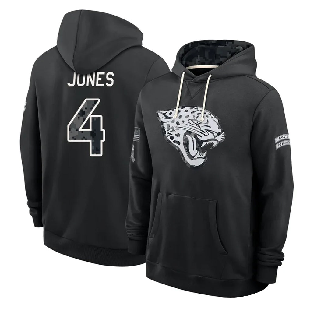J.Jaguars #4 Jarrian Jones Player 2026 Black Logo Pullover Hoodies Limited Game Cooneas Stitched Jerseys