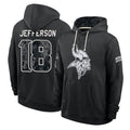 MN.Vikings #18 Justin Jefferson Player 2026 Black Logo Pullover Hoodies Limited Game Cooneas Stitched Jerseys