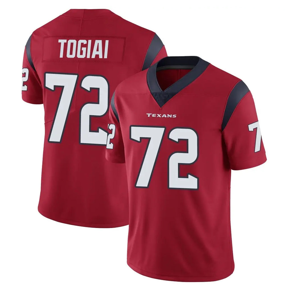 H.Texans #72 Tommy Togiai Player Red Limited Vapor Untouchable Home Game Cooneas Stitched Jerseys