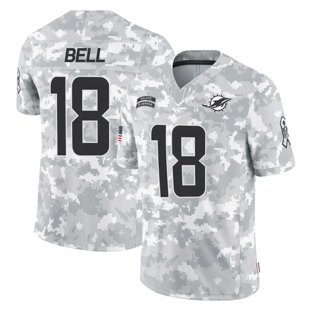 M.Dolphins #18 Chris Bell Player Arctic Camo Salute To Service Limited Game Cooneas Stitched Jerseys