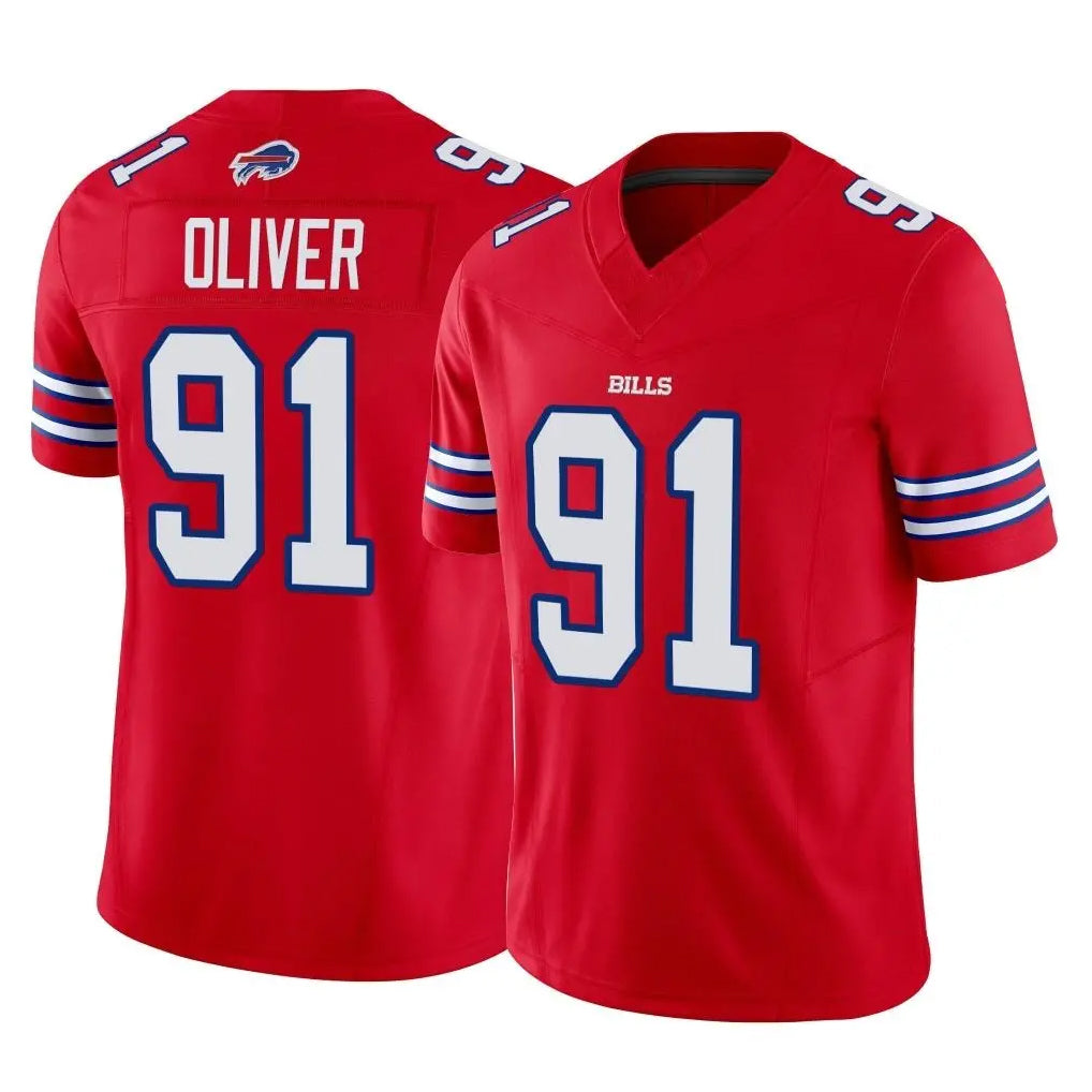 B.Bills #91 Ed Oliver Player Red Vapor F.U.S.E. Jersey Limited Home Game Cooneas Stitched Jerseys