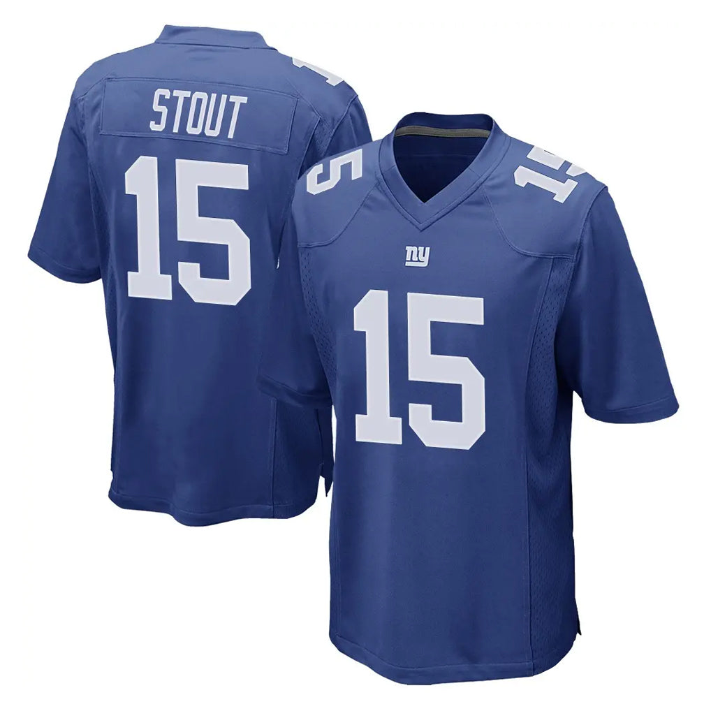 NY.Giants #15 Jordan Stout Player Royal Home Game Cooneas Stitched Jerseys