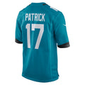 Cooneas J.Jaguars #17 Tim Patrick Teal Team Game Jersey
