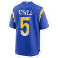 Cooneas LA.Rams #5 Tutu Atwell Royal Home Game Jersey