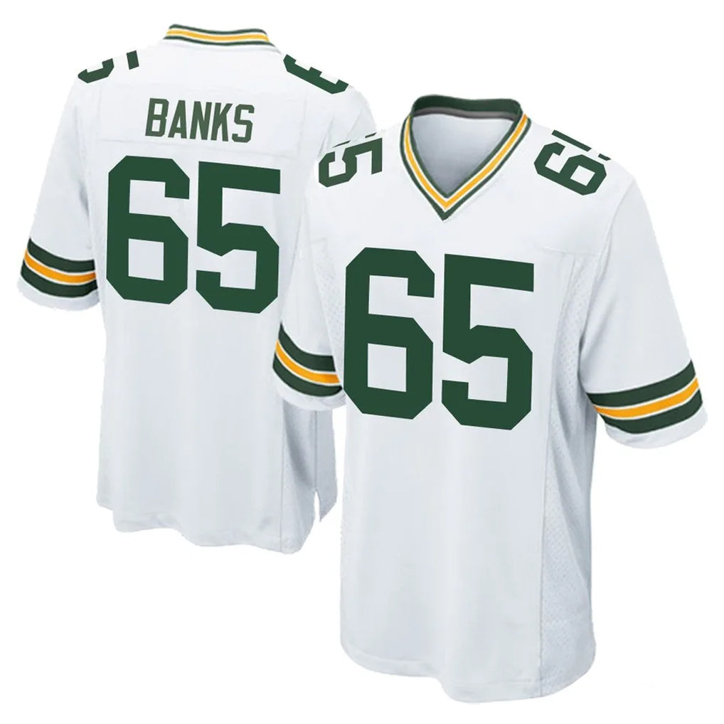 GB.Packers #65 Aaron Banks Player White Home Game Cooneas Stitched Jerseys