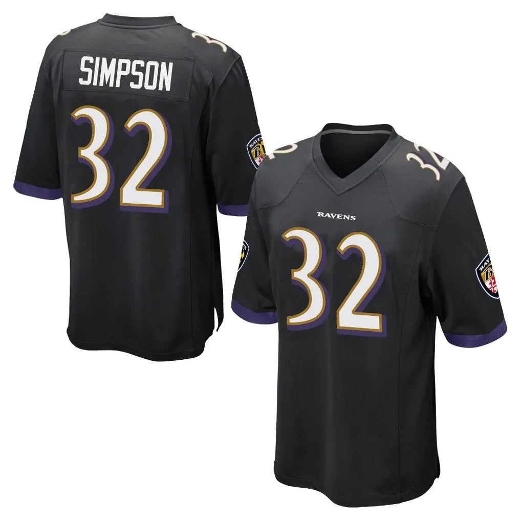 B.Ravens #32 Trenton Simpson Player Black Home Game Cooneas Stitched Jerseys