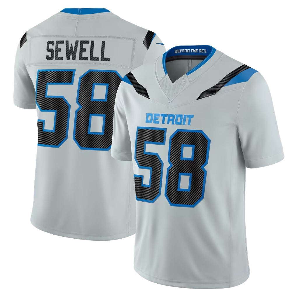 D.Lions #58 Penei Sewell Player Silver Limited 2026 Rivalries Collection Home Game Cooneas Stitched Jerseys