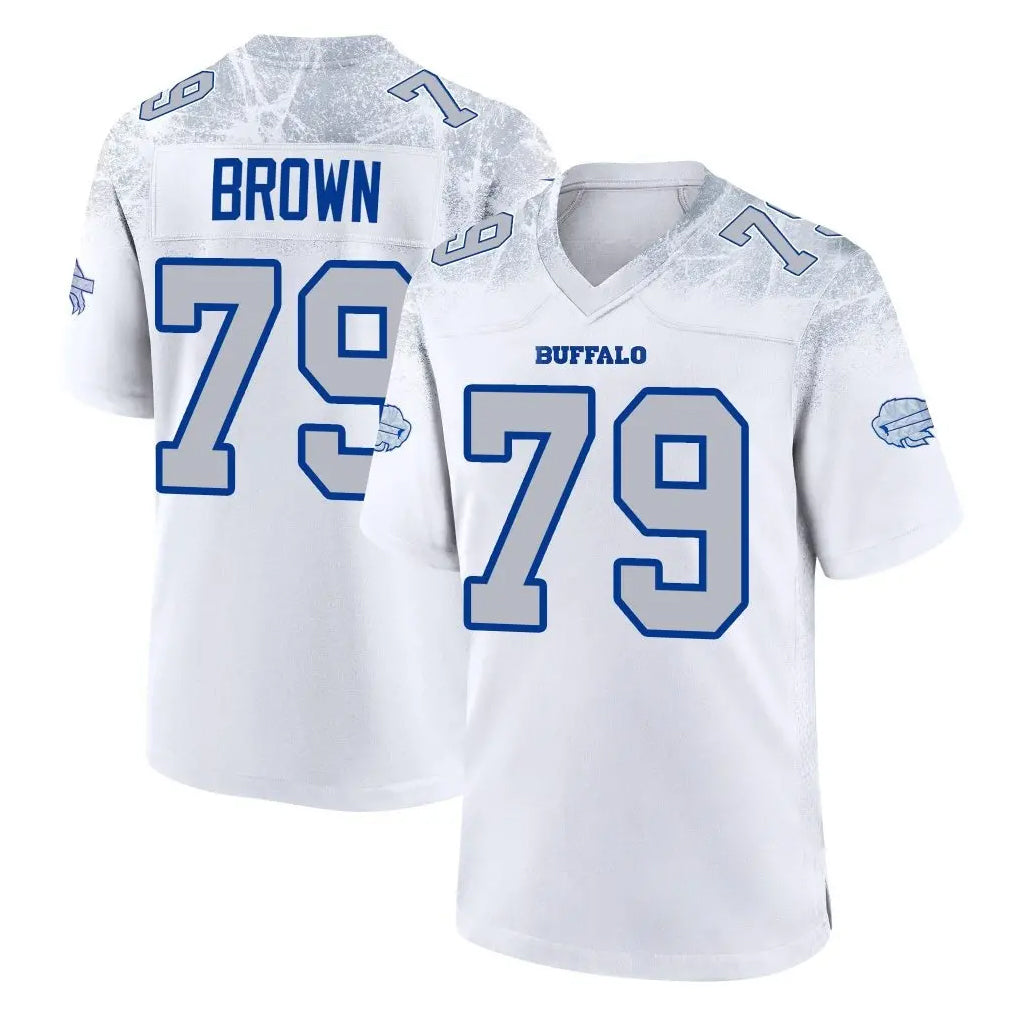B.Bills #79 Spencer Brown Player White Rivalries Collection Game Cooneas Stitched Jerseys