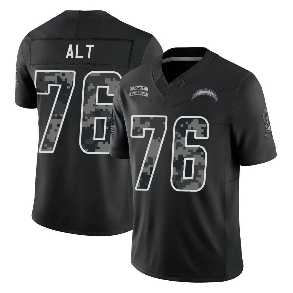 LA.Chargers #76 Joe Alt Player Black Limited 2026 Salute to Service Home Game Stitched Jerseys
