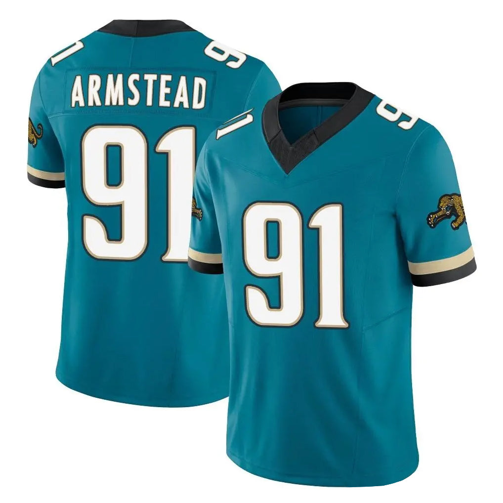 J.Jaguars #91 Arik Armstead Player Teal Prowler Throwback Vapor F.U.S.E. Limited Home Game Cooneas Stitched Jerseys