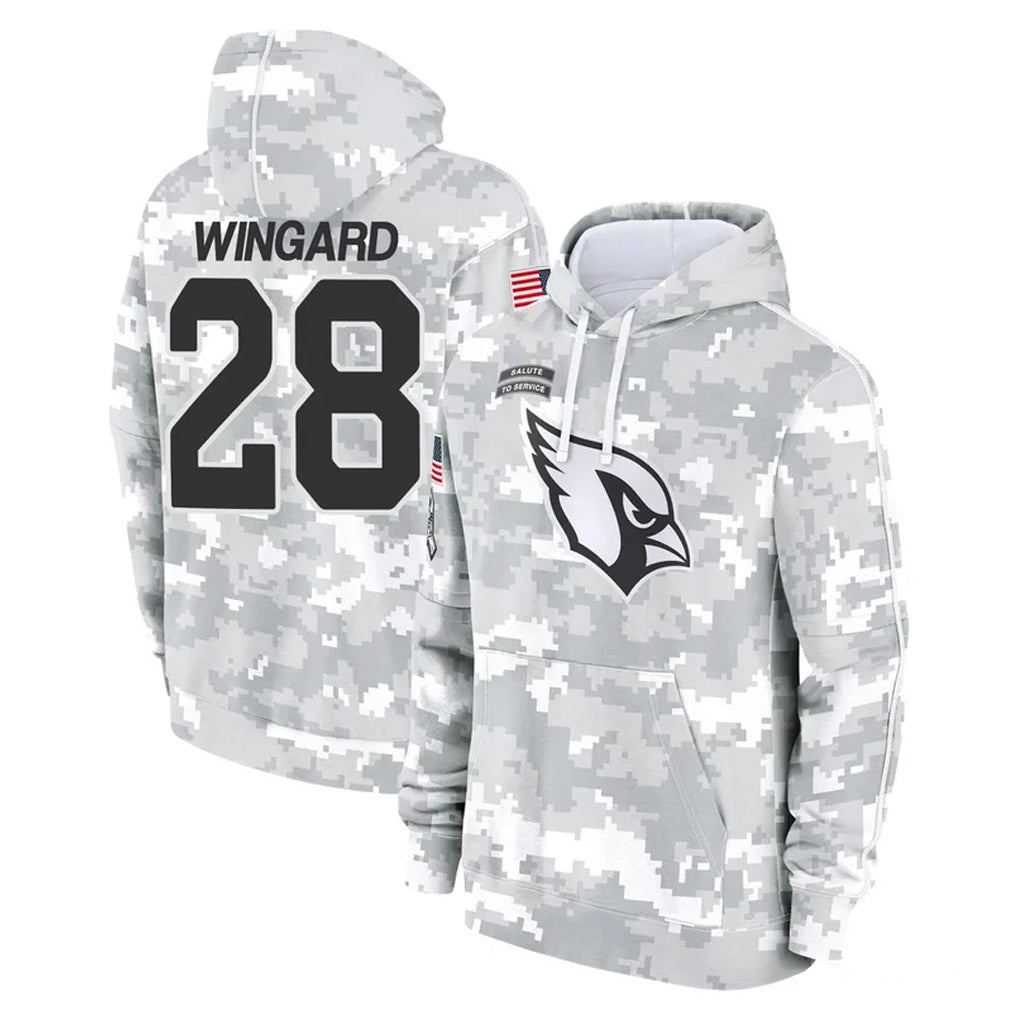A.Cardinals #28 Andrew Wingard Player Arctic Camo Limited Salute to Service Pullover Hoodies Game Cooneas Stitched Jerseys