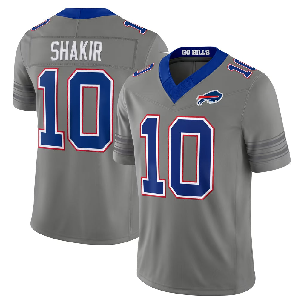 B.Bills #10 Khalil Shakir Player Gray Limited Nickel City Home Game Cooneas Stitched Jerseys