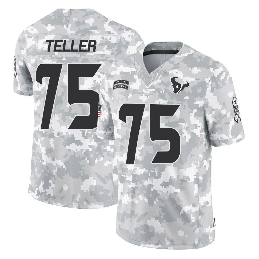 H.Texans #75 Wyatt Teller Player Arctic Camo Salute To Service Limited Game Cooneas Stitched Jerseys