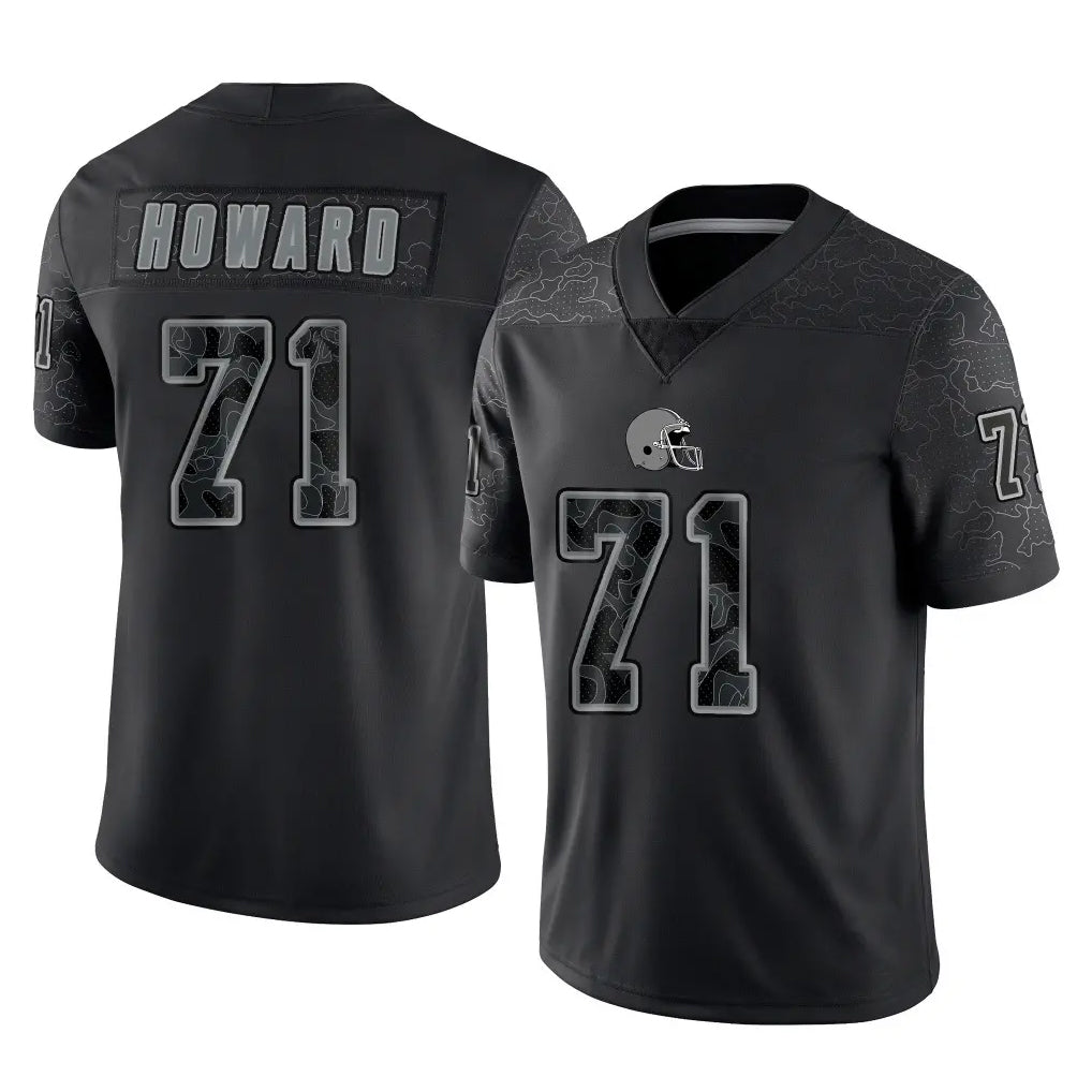 C.Browns #71 Tytus Howard Player Black Reflective Home Game Cooneas Stitched Jerseys