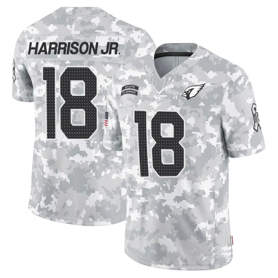 Cooneas A.Cardinals #18 Marvin Harrison Jr. Player Camo Salute to Service Limited Stitched Jerseys