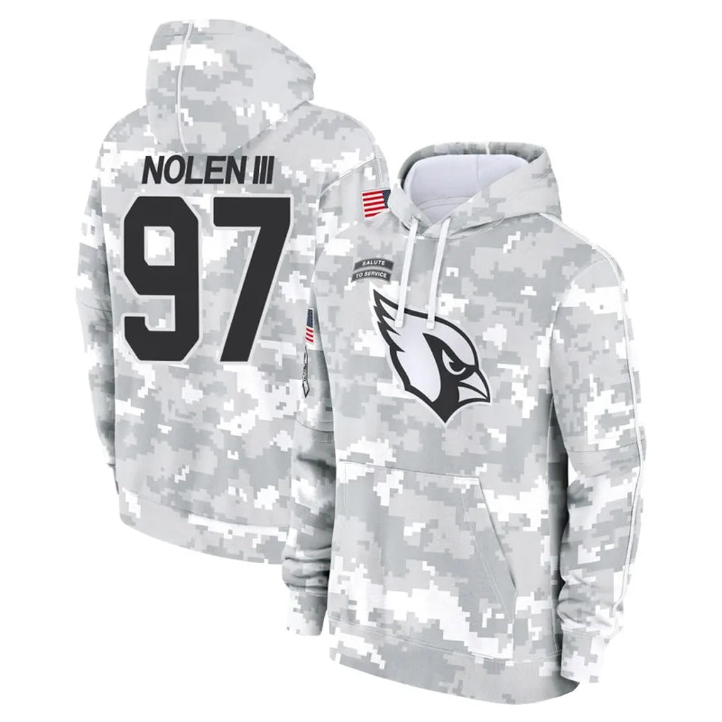 Cooneas A.Cardinals #97 Walter Nolen Player Arctic Camo Salute to Service Limited Hoodies Stitched Jerseys