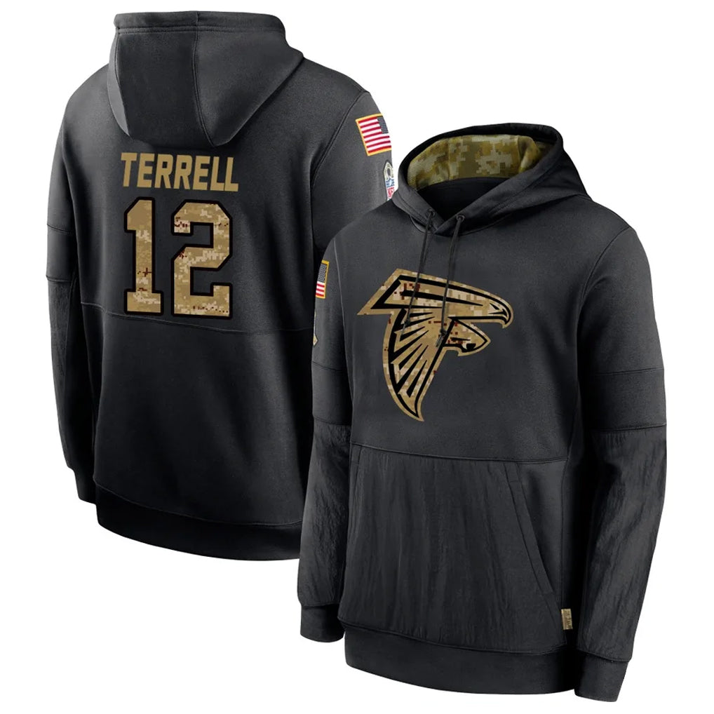 Cooneas A.Falcons #12 Avieon Terrell Player Black Salute to Service Limited Black Hoodie Stitched Jerseys