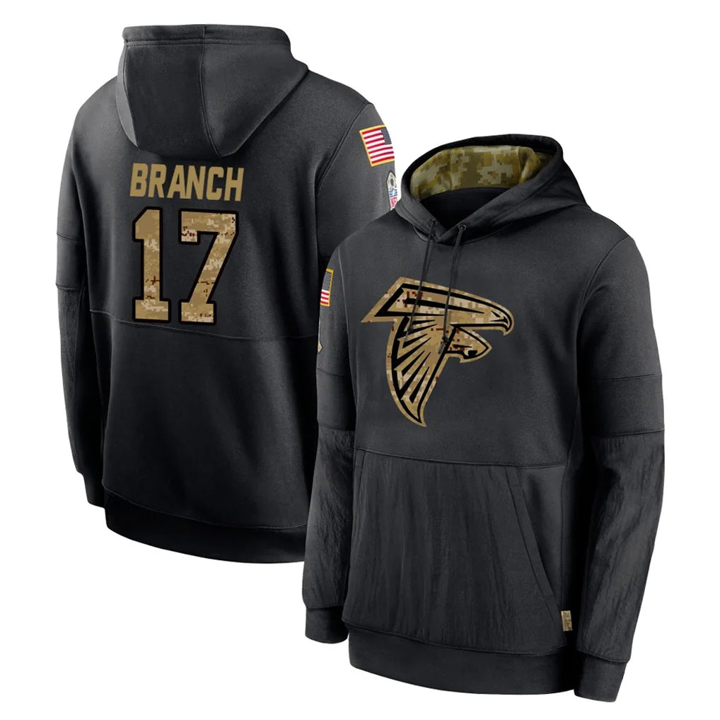 Cooneas A.Falcons #17 Zachariah Branch Player Black Salute to Service Limited Black Hoodie Stitched Jerseys
