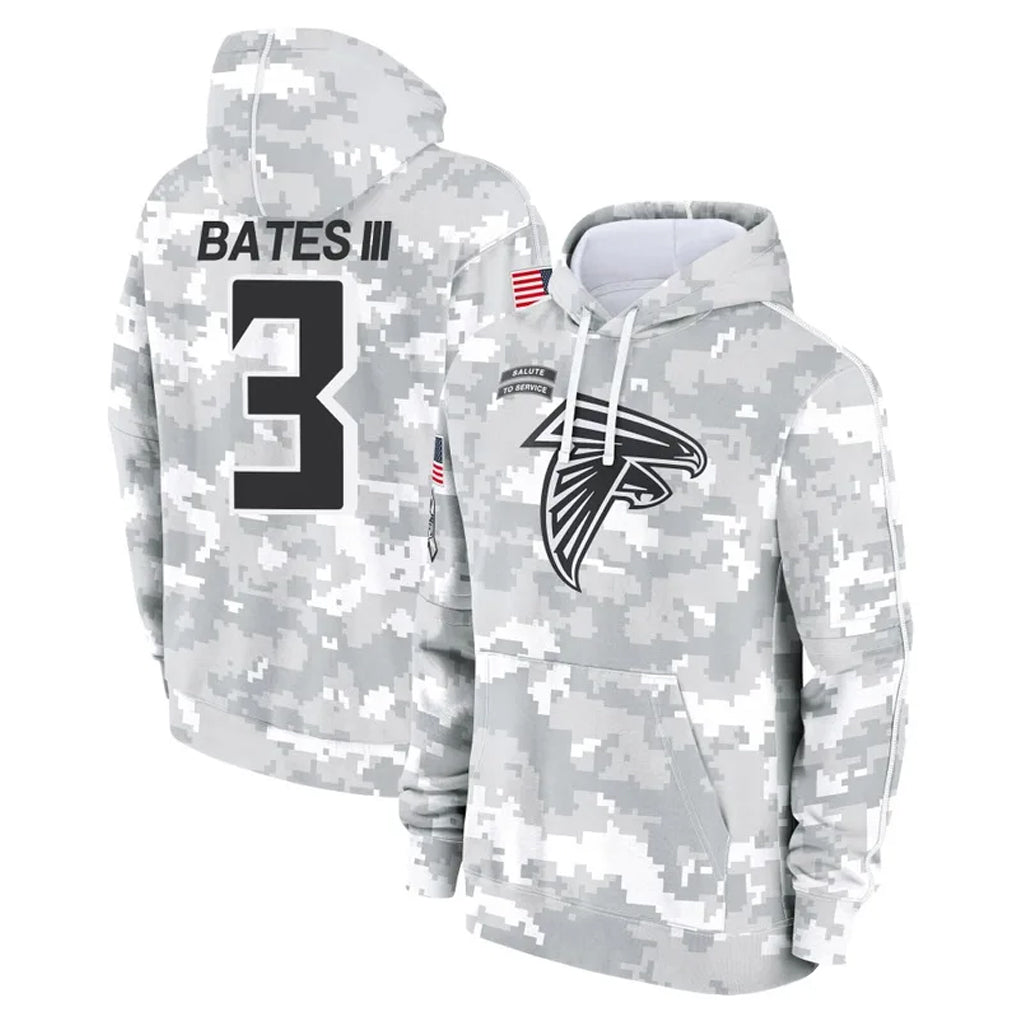 Cooneas A.Falcons #3 Jessie Bates III Player Camo Arctic Salute to Service Hoodies Limited Stitched Jerseys