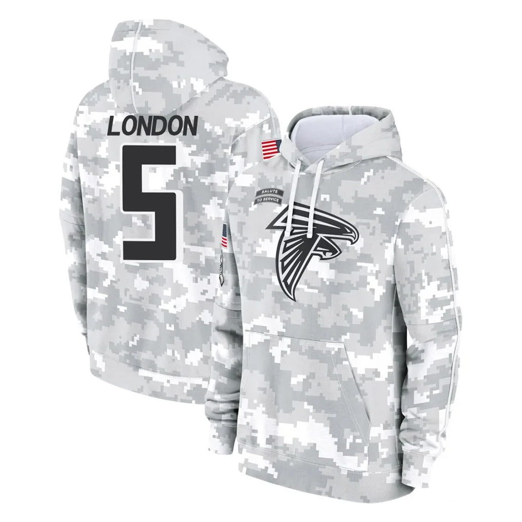 Cooneas A.Falcons #5 Drake London Player Camo Arctic Salute to Service Hoodies Limited Stitched Jerseys