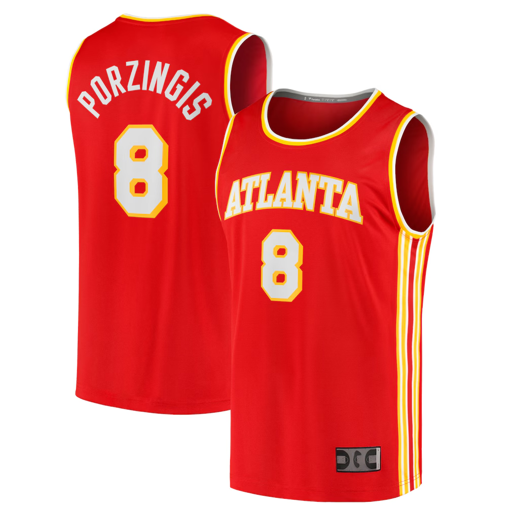 Cooneas A.Hawks #8 Kristaps Porzi??is Red Fast Break Replica Jerseys - Icon Edition