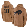 Cooneas B.Bills #10 Khalil Shakir Player Brown Salute to Service Hoodies Stitched Jerseys