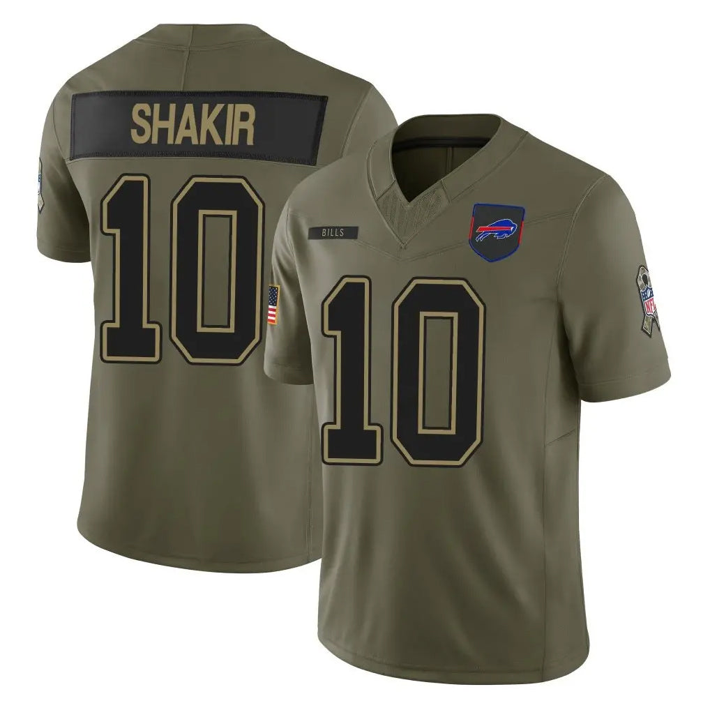 Cooneas B.Bills #10 Khalil Shakir Player Olive Salute to Service Limited Home Game Stitched Jerseys