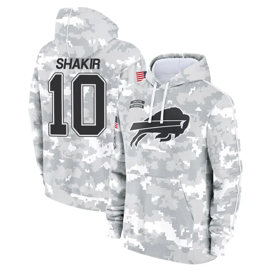 Cooneas B.Bills #10 Khalil Shakir Player Salute to Service Hoodies  Stitched Jerseys