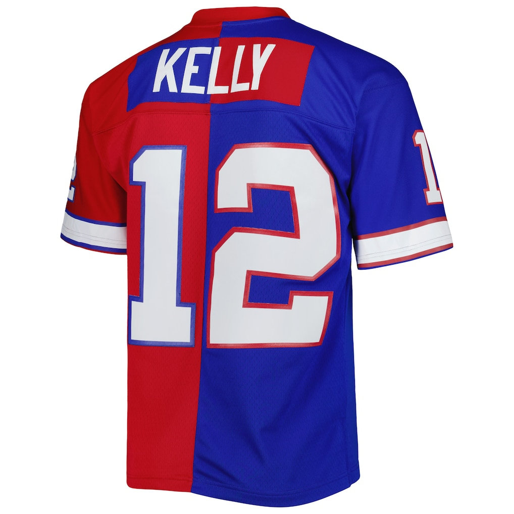 Cooneas B.Bills #12 Jim Kelly Mitchell & Ness RoyalRed 1990 Split Legacy Replica Jersey