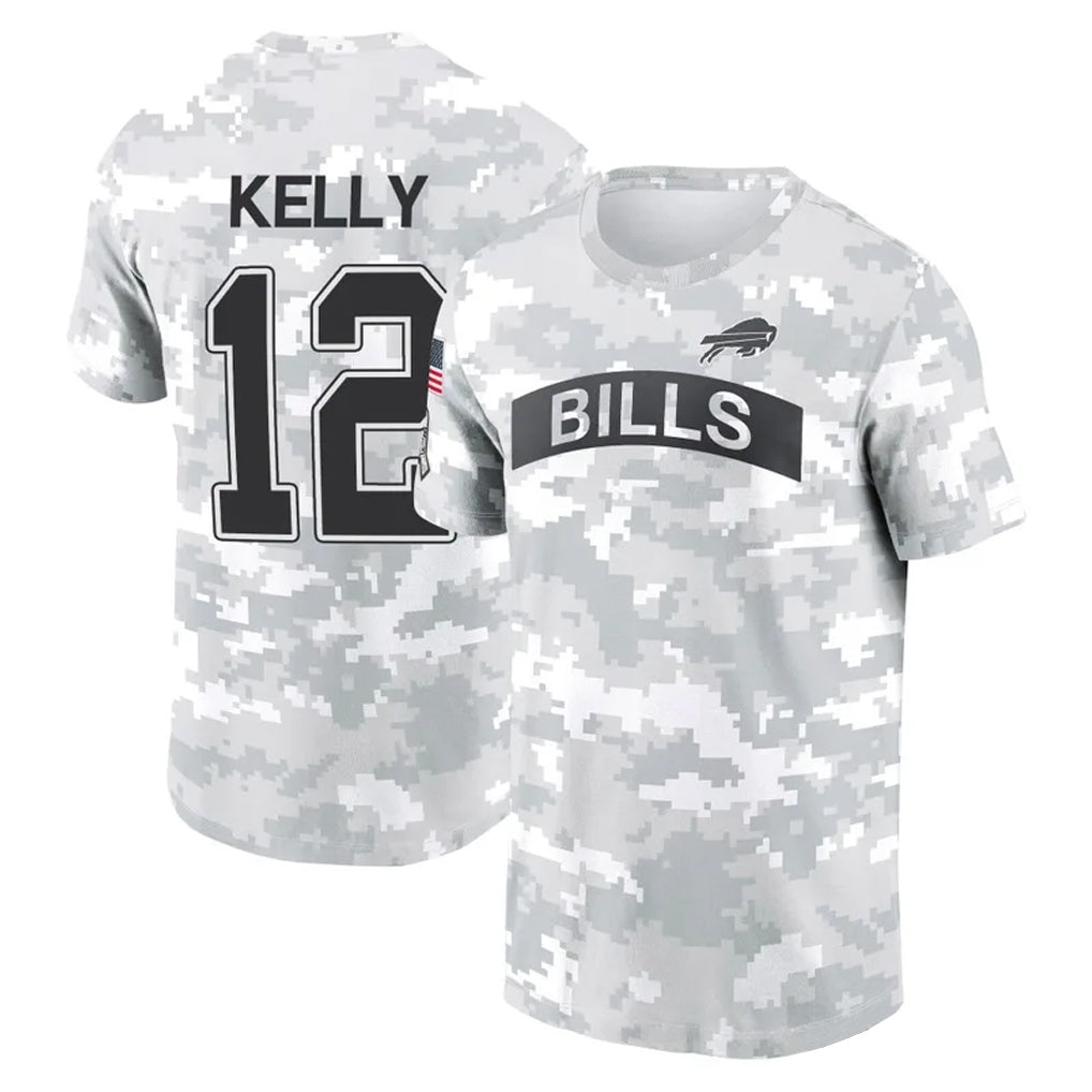 Cooneas B.Bills #12 Jim Kelly Player Arctic Camo Salute to Service T-Shirt Hoodies Stitched Jerseys